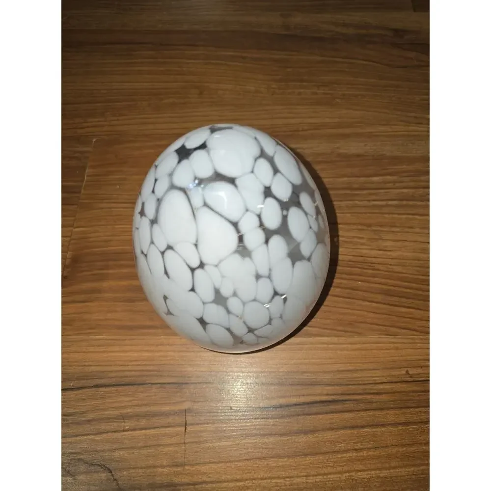 Glass Decorative Egg With Light Inside Confetti White